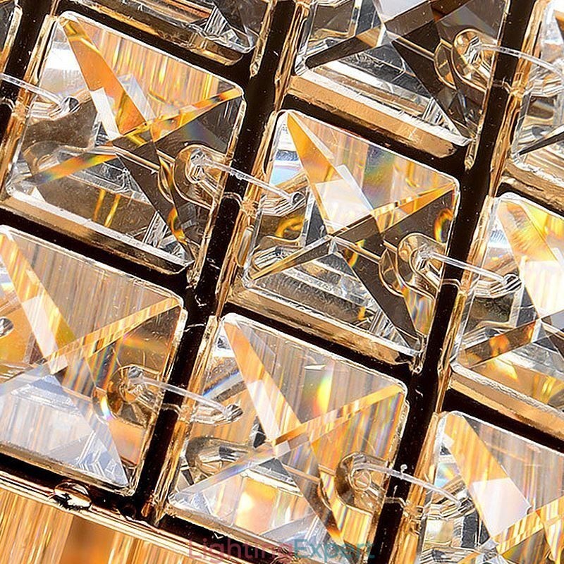 European Flush Mount Square Crystal Chandelier