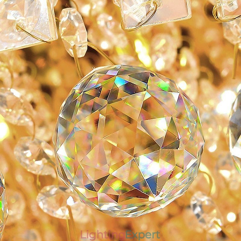 European Flush Mount Square Crystal Chandelier
