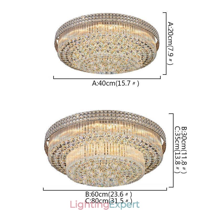 Modern Crystal Chandelier Round Flush Mounted