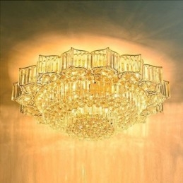 Elegant Flush Mounted Round Crystal Chandelier Flower Shaped