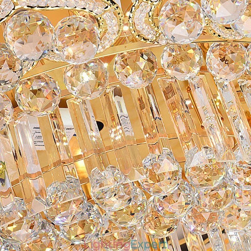 Elegant Flush Mounted Round Crystal Chandelier Flower Shaped