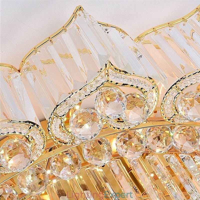 Elegant Flush Mounted Round Crystal Chandelier Flower Shaped