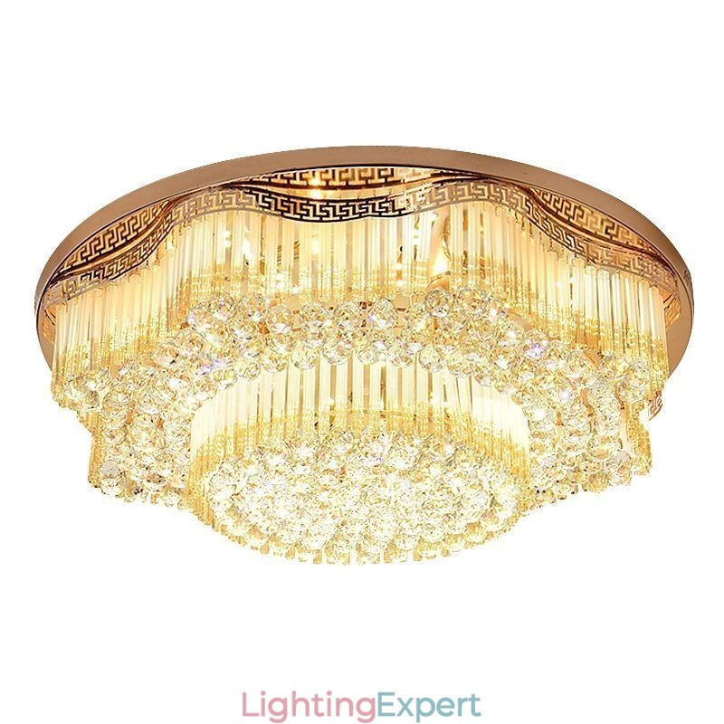 Contemporary Flush Mount Crystal Ceiling Light Luxury Round Lighting
