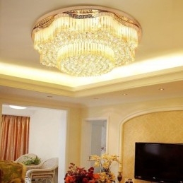 Contemporary Flush Mount Crystal Ceiling Light Luxury Round Lighting