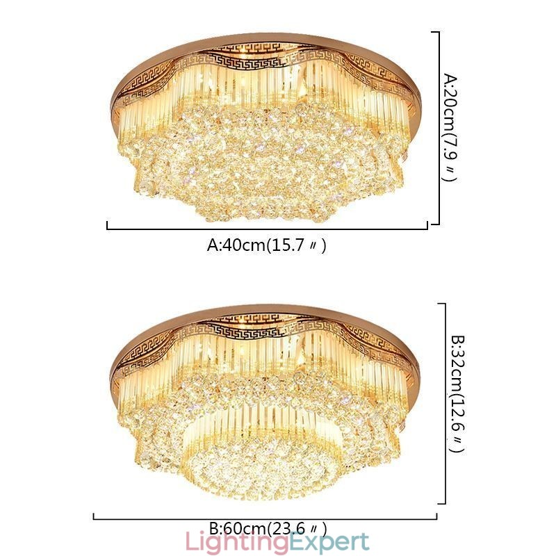 Contemporary Flush Mount Crystal Ceiling Light Luxury Round Lighting