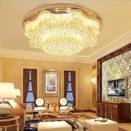 Contemporary Flush Mount Crystal Ceiling Light Luxury Round Lighting