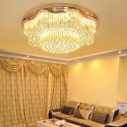Contemporary Flush Mount Crystal Ceiling Light Luxury Round Lighting