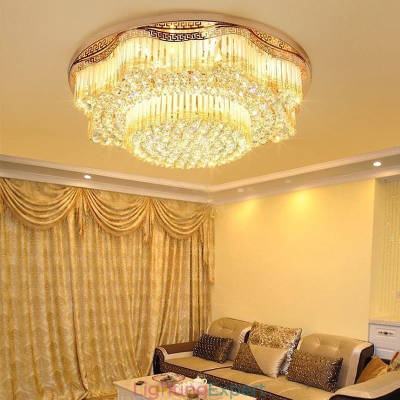 Contemporary Flush Mount Crystal Ceiling Light Luxury Round Lighting