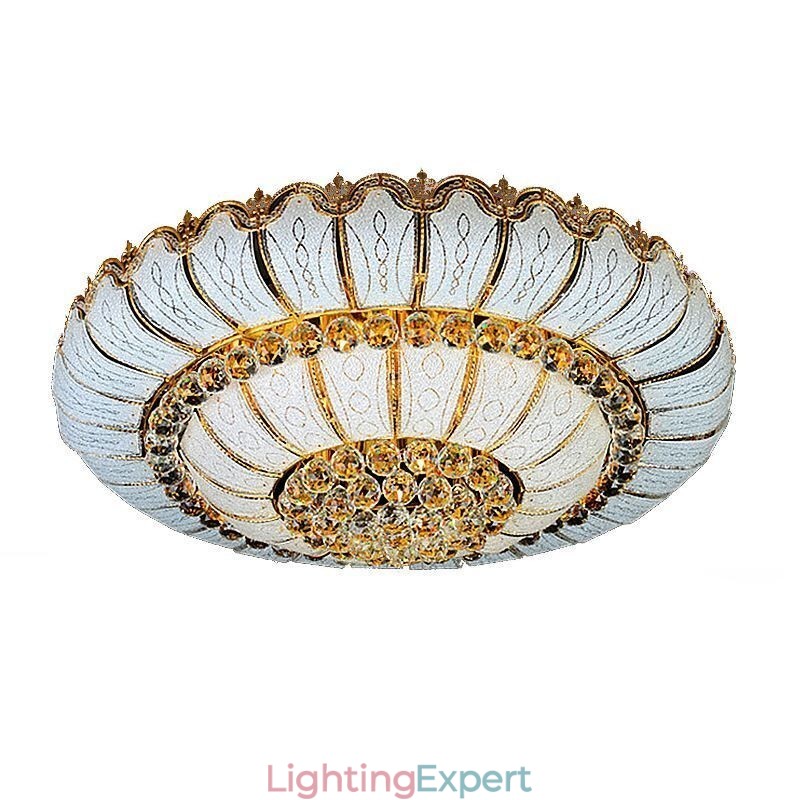 Contemporary Simple Flush Mount Crystal Ceiling Light Round