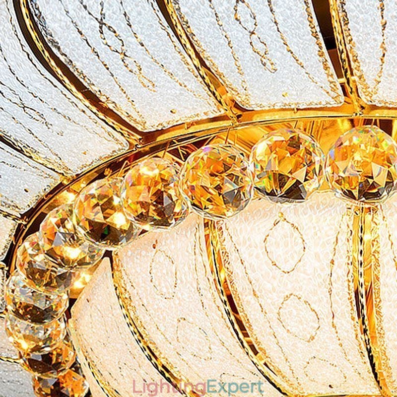 Contemporary Simple Flush Mount Crystal Ceiling Light Round