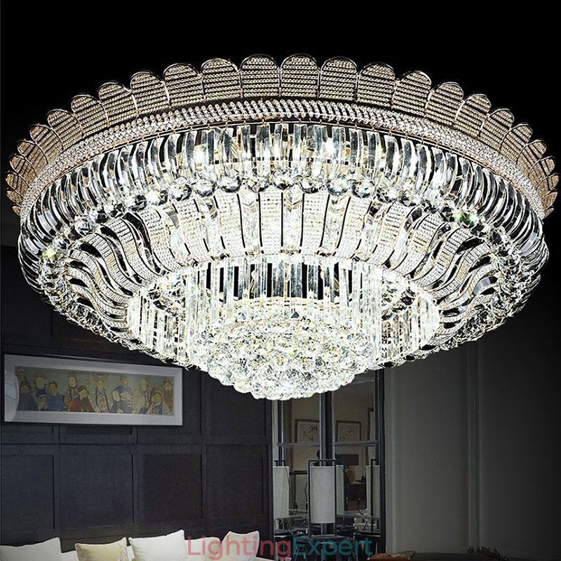Luxury Crystal Ceiling Light Gold Flush Mount Round Lighting