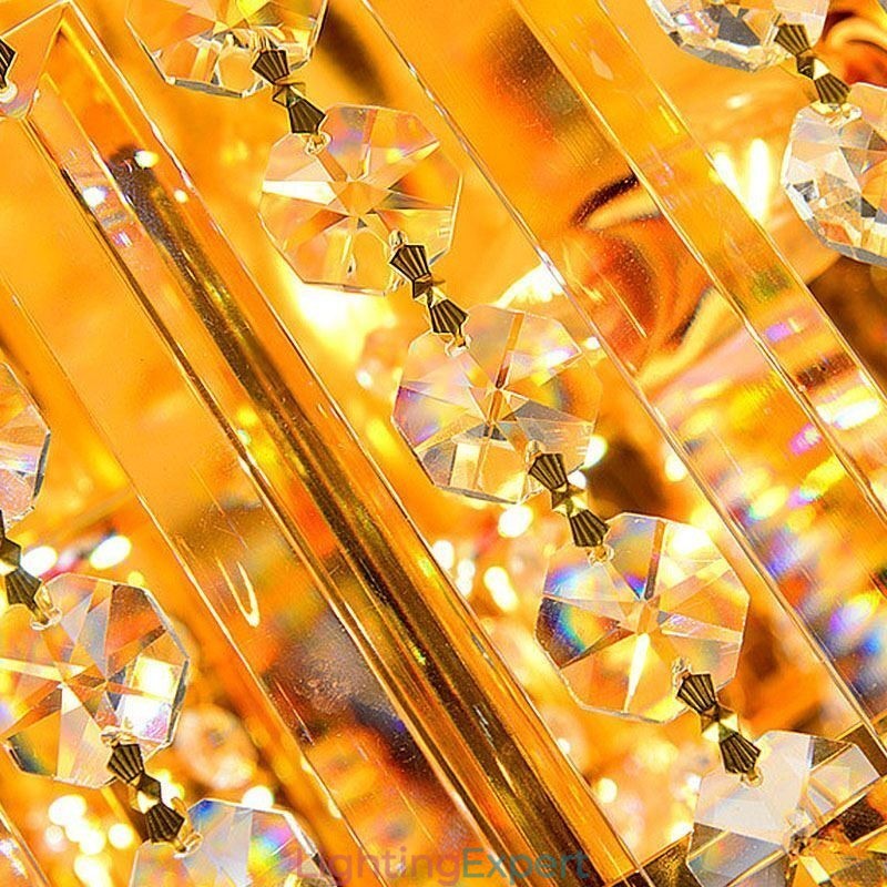 Graceful Flush Mounted Light Gold Crystal Ceiling Light