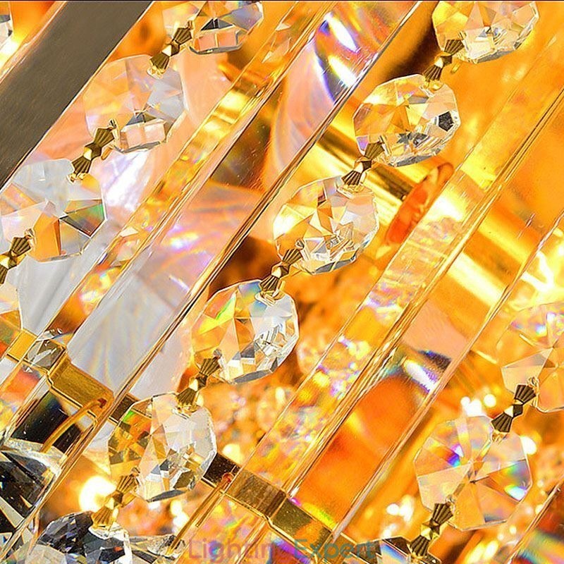 Graceful Flush Mounted Light Gold Crystal Ceiling Light