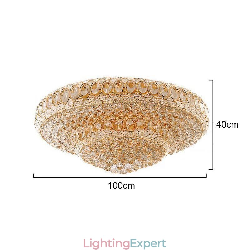 Luxury Crystal Ceiling Light European Round Flush Mounted Lighting