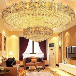 Modern Gold Crystal Ceiling Light Round Flush Mount Lighting
