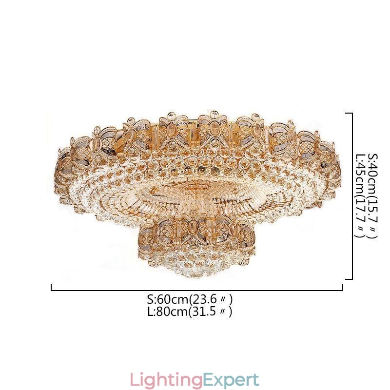 Modern Gold Crystal Ceiling Light Round Flush Mount Lighting