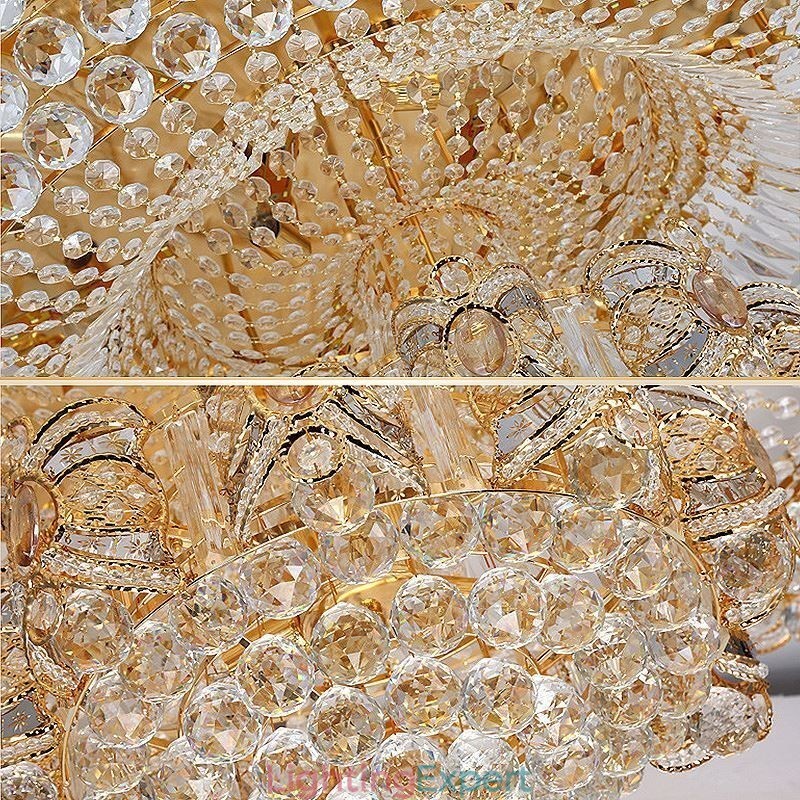Modern Gold Crystal Ceiling Light Round Flush Mount Lighting
