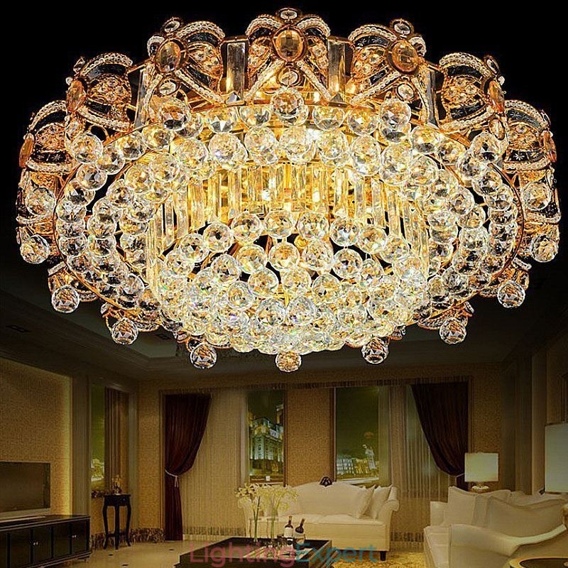 European Flush Mount Crystal Ceiling Light