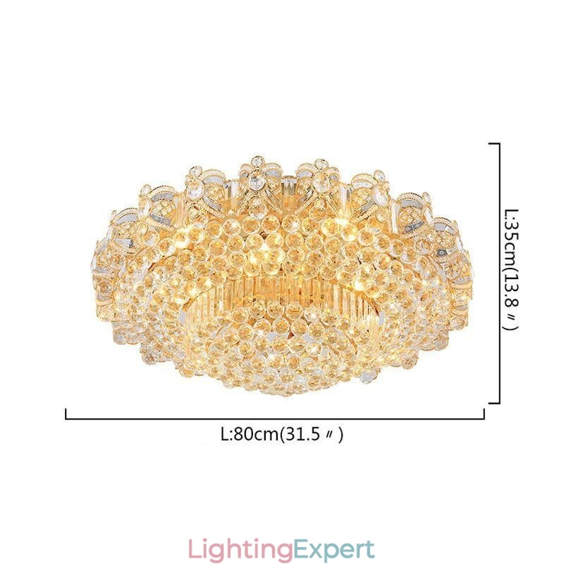 European Flush Mount Crystal Ceiling Light