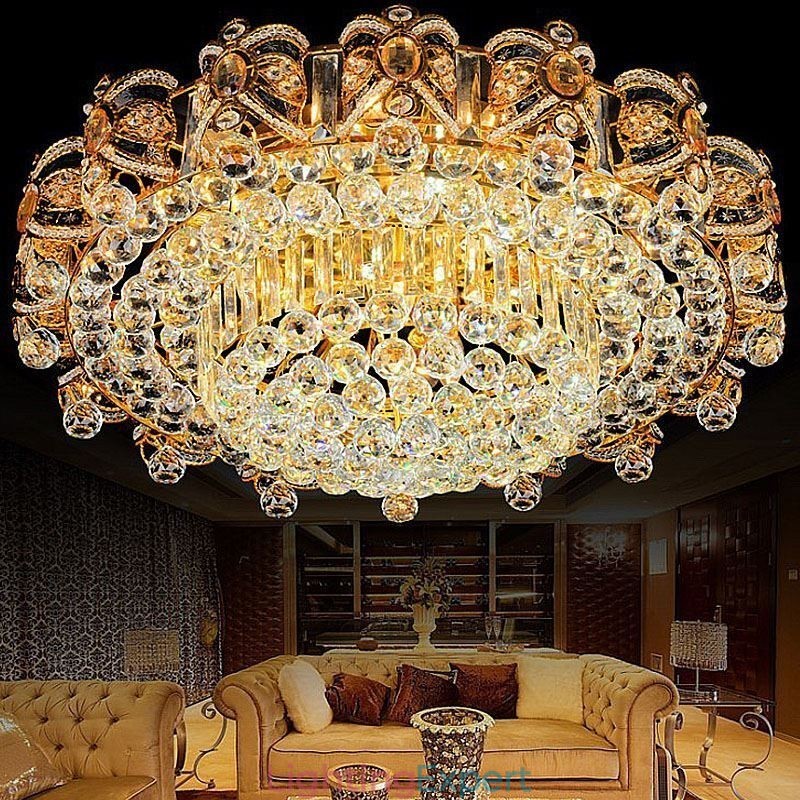 European Flush Mount Crystal Ceiling Light