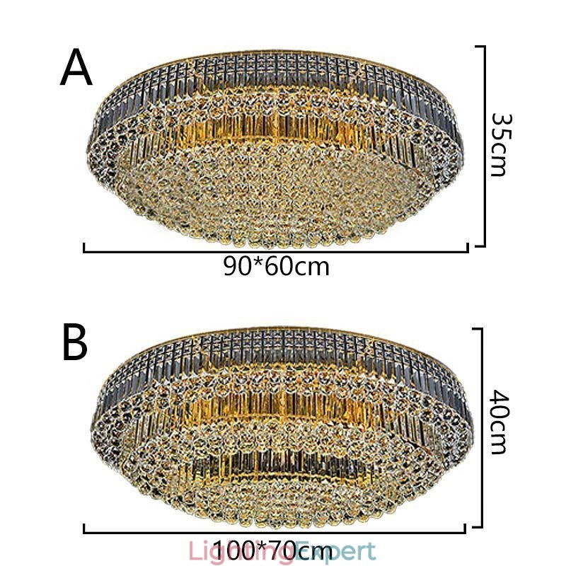 Flush Mount Crystal Ceiling Light European Oval Light