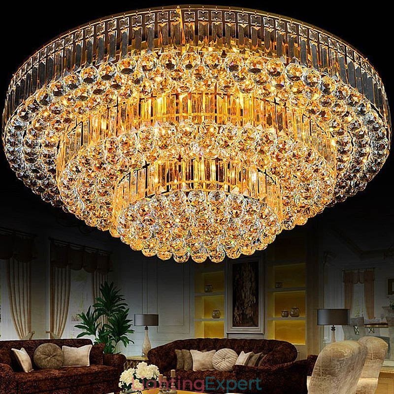 Flush Mount Crystal Ceiling Light European Round Lighting