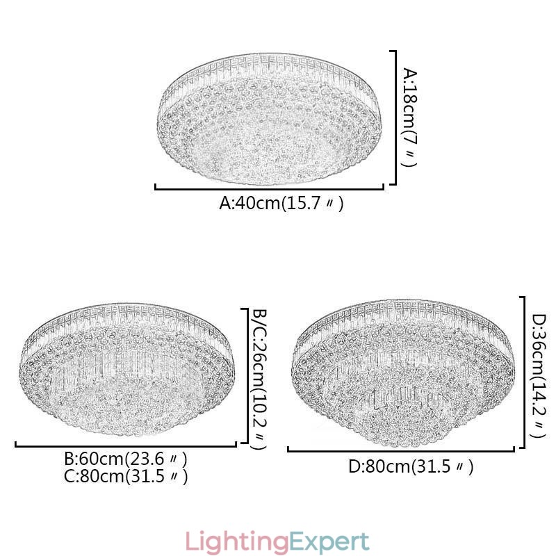 Flush Mount Crystal Ceiling Light European Round Lighting