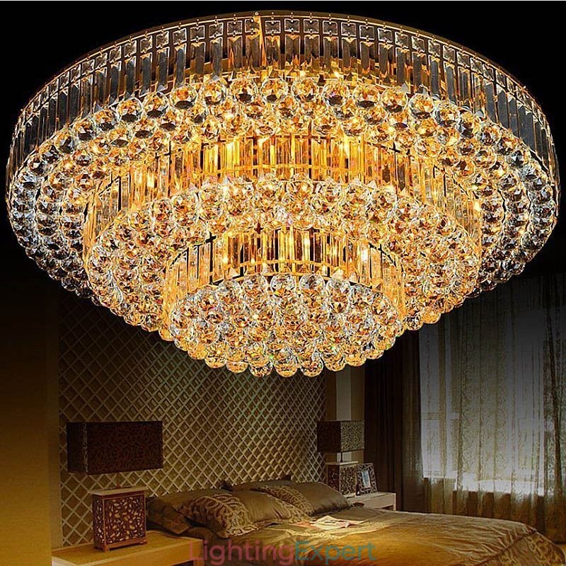 Flush Mount Crystal Ceiling Light European Round Lighting