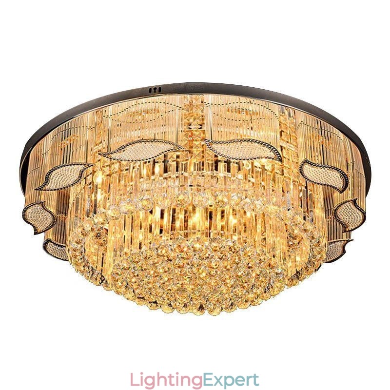 Crystal Ceiling Light Contemporary Simple Round Flush Mount Light Fixture