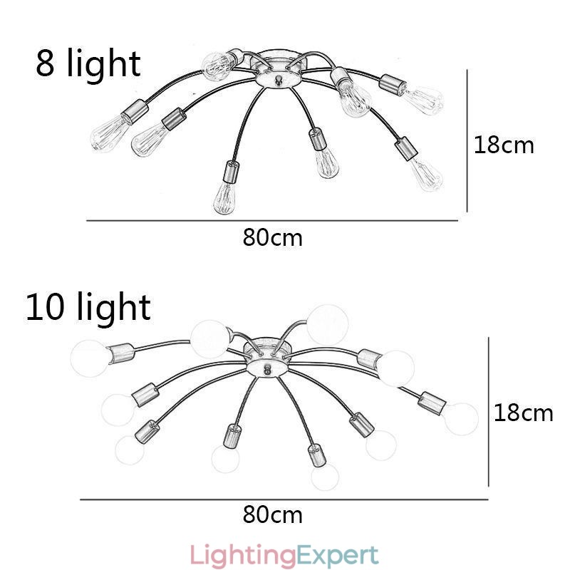 Ceiling Spider Lamp Antique Classic Flush Mount Dining Lamp 8 10 Arms