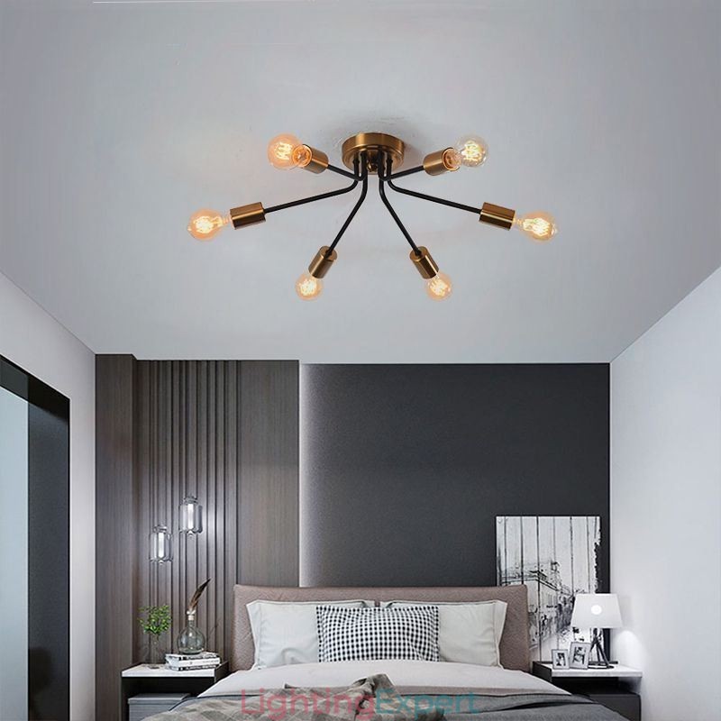 Sputnik Chandelier 6 Light Semi Flush Mount Ceiling Light Fixture