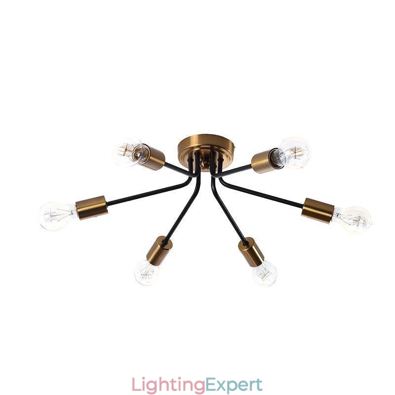 Sputnik Chandelier 6 Light Semi Flush Mount Ceiling Light Fixture