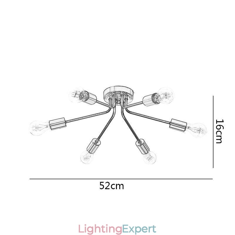 Sputnik Chandelier 6 Light Semi Flush Mount Ceiling Light Fixture