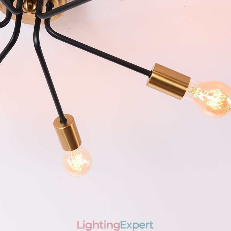 Sputnik Chandelier 6 Light Semi Flush Mount Ceiling Light Fixture