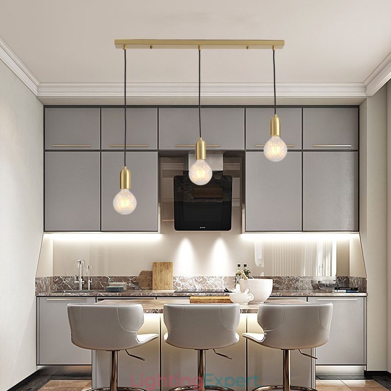 Nordic Brass 3 Pendant Cluster Light Island Creative Minimalist Light Fixture