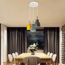Nordic Simple Macaron Pendant Light Iron Arti Three Lights