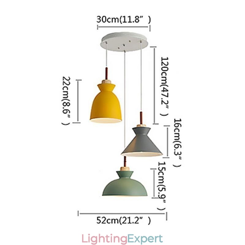 Macaron Pendant Light Nordic Simple Iron Arti Three Lights Fixture