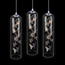 Glass Pendant Light Creative Nordic Cylinder Lamp Butterfly Light