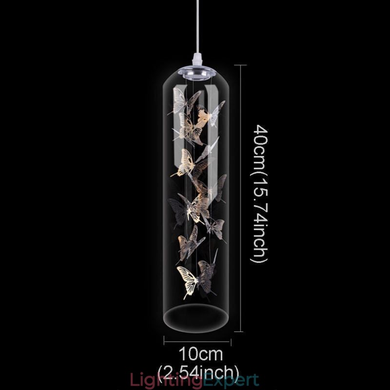 Glass Pendant Light Creative Nordic Cylinder Lamp Butterfly Light