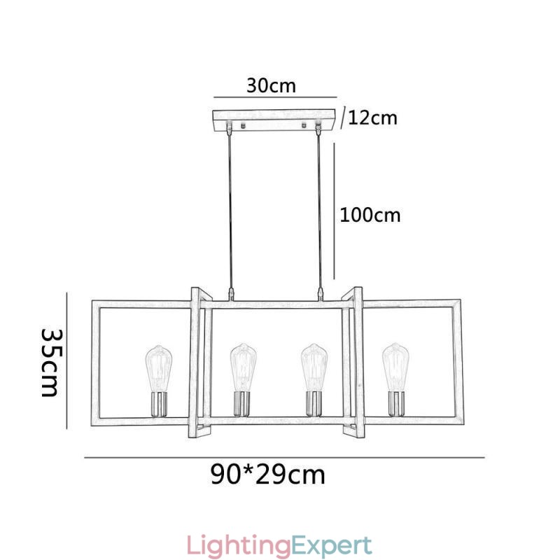 4 Light Pendant Light Industrial Style Lightingway