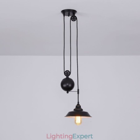Industrial Farmhouse Pulley Pendant Light Retractable Design Adjustable Height Industrial Farmhouse Pulley Pendant Light Retractable Design Adjustable Height