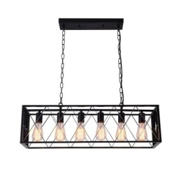 Rustic Rectangular Pendant Light 6 Light Farmhouse Hanging Light