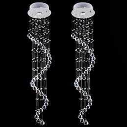 Crystal Pendant Light Chandelier Lighting 1 Lights Silver Canpoy Clear K9 Crystal Helix Ceiling Lamps H120CM