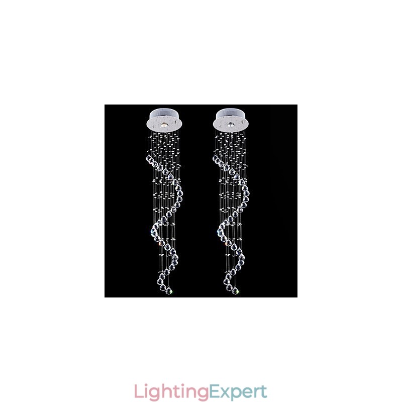 Crystal Pendant Light Chandelier Lighting 1 Lights Silver Canpoy Clear K9 Crystal Helix Ceiling Lamps H120CM