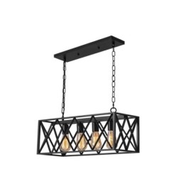 Rustic Rectangular Pendant Light 4 Light Farmhouse Hanging Light