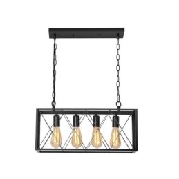 Rustic Rectangular Pendant Light 4 Light Farmhouse Hanging Light