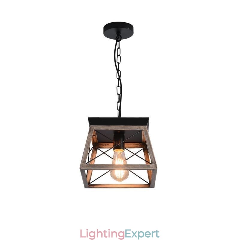 Vintage Trapezoidal Pendant Light Metal Black Hanging Light