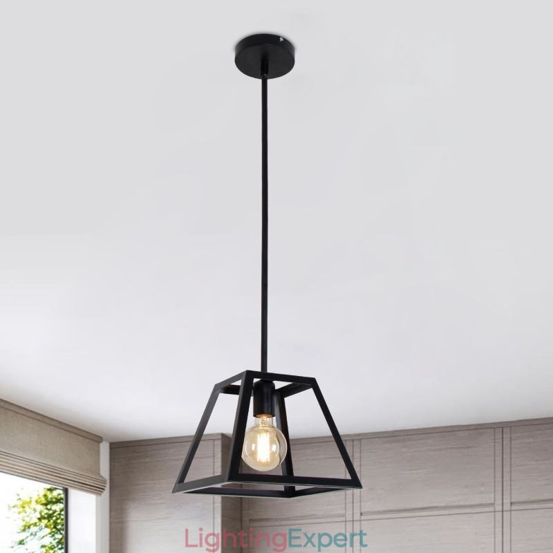 Rustic Farmhouse Pendant Light Industrial Mini Metal Ceiling Light Trapezoidal Shape Island