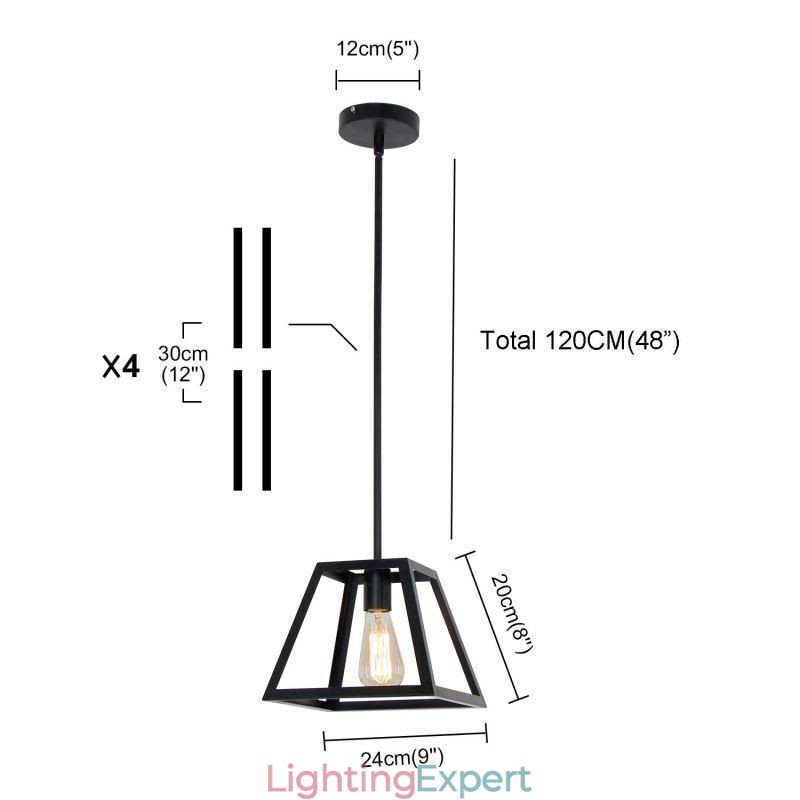 Rustic Farmhouse Pendant Light Industrial Mini Metal Ceiling Light Trapezoidal Shape Island