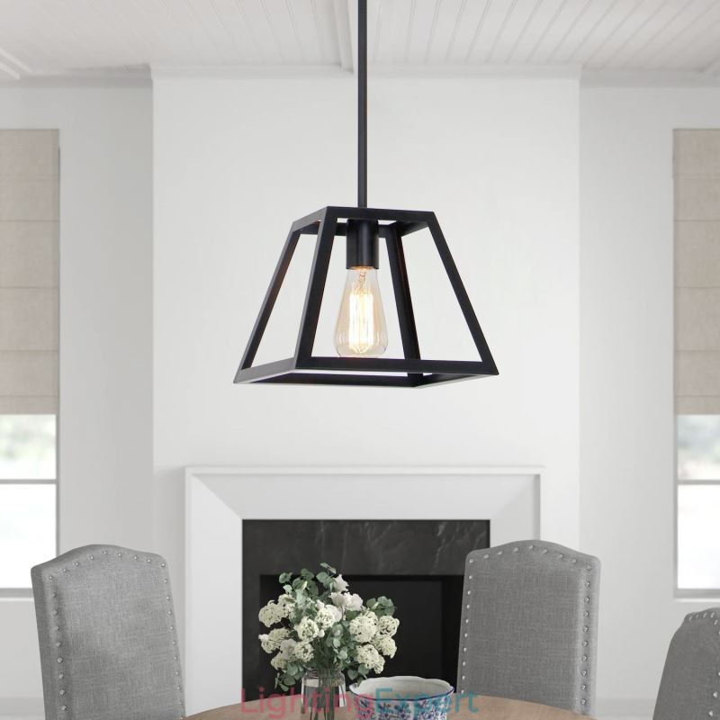 Rustic Farmhouse Pendant Light Industrial Mini Metal Ceiling Light Trapezoidal Shape Island